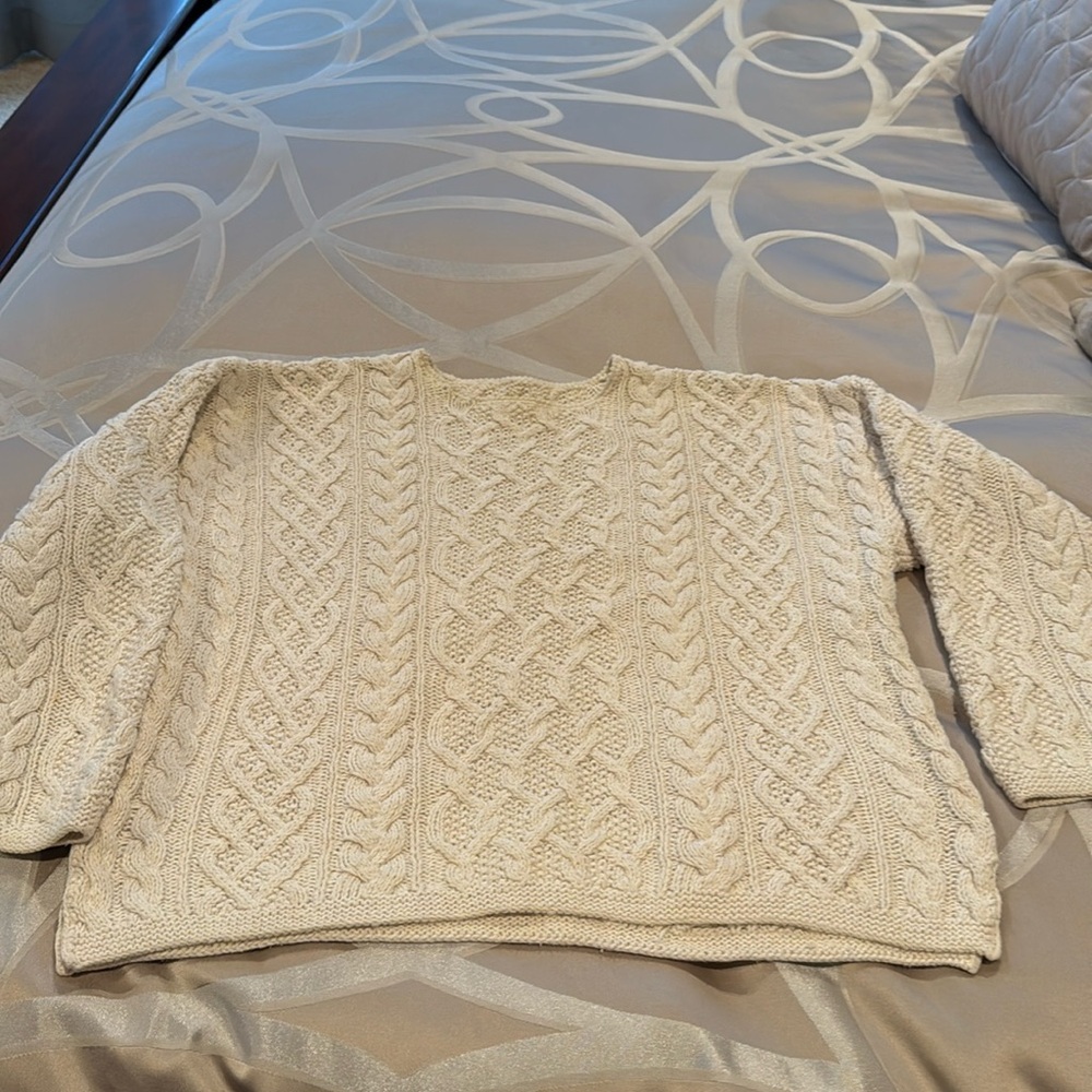 Verry nice knit cable sweater. Super warm.